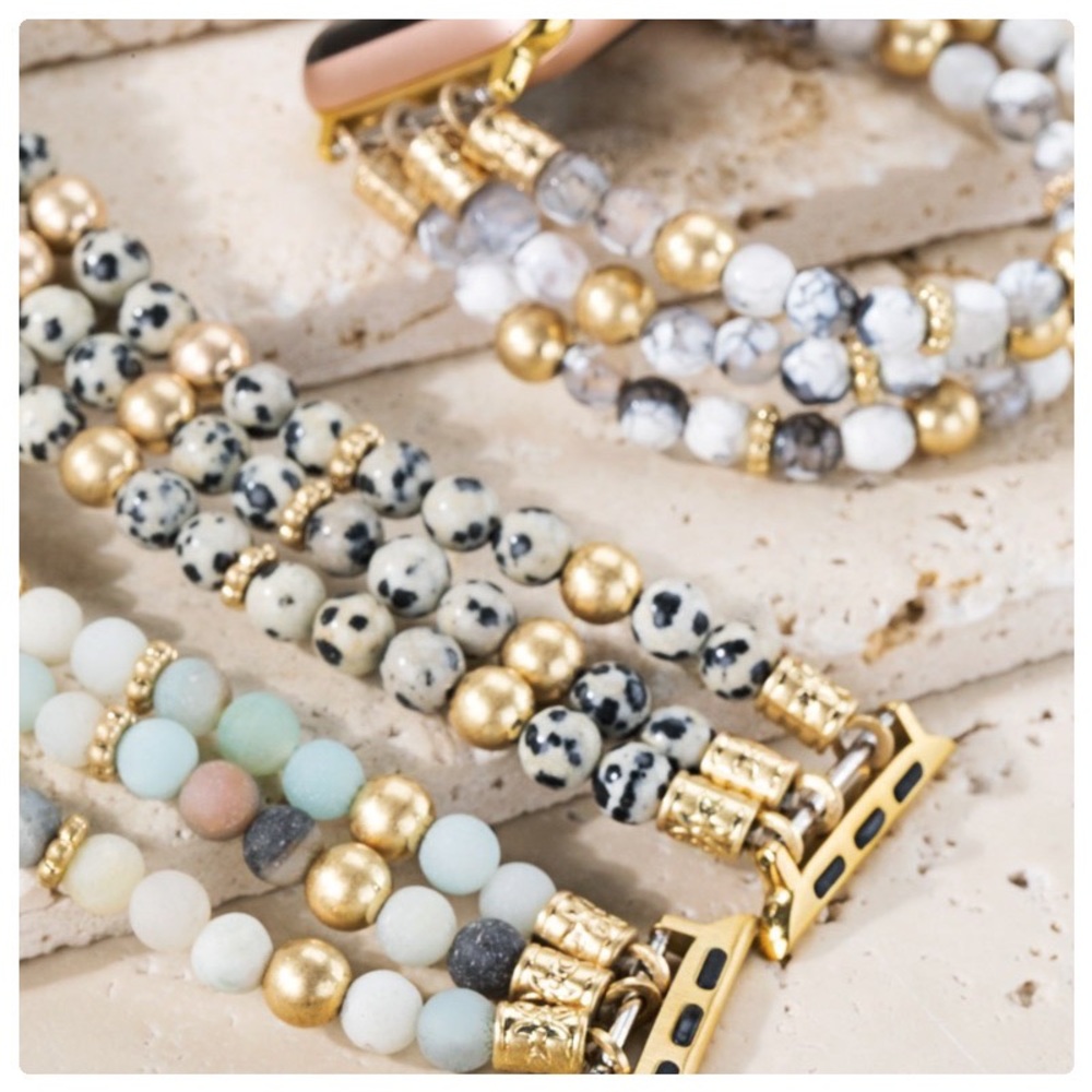 Howlite Stone & Beads Apple Watch Band - Picture 3 of 4